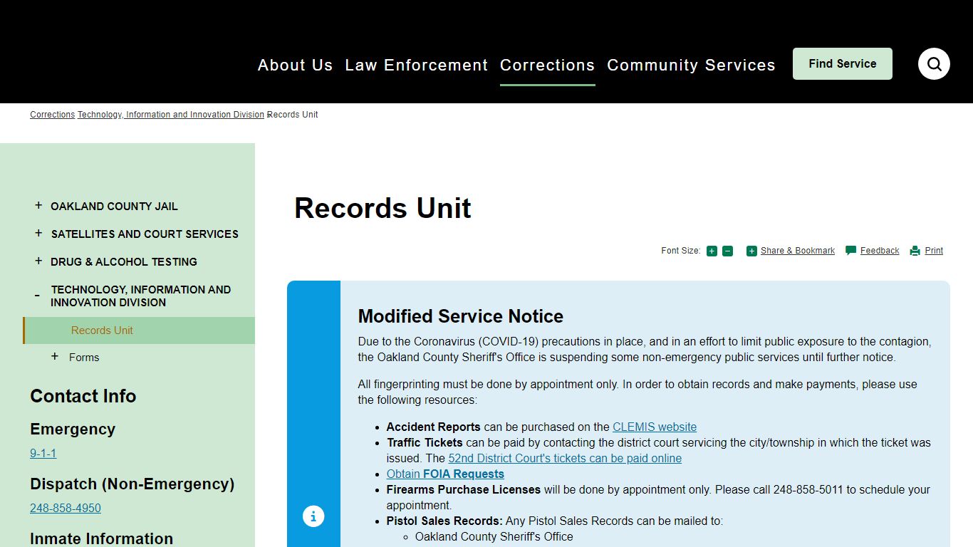 Records Unit | Oakland County, MI
